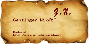 Genzinger Niké névjegykártya